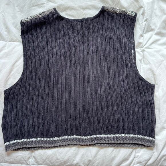 Vintage plaid knit sweater vest sz L preppy 90s check grunge witchy teacher - Picture 5 of 7